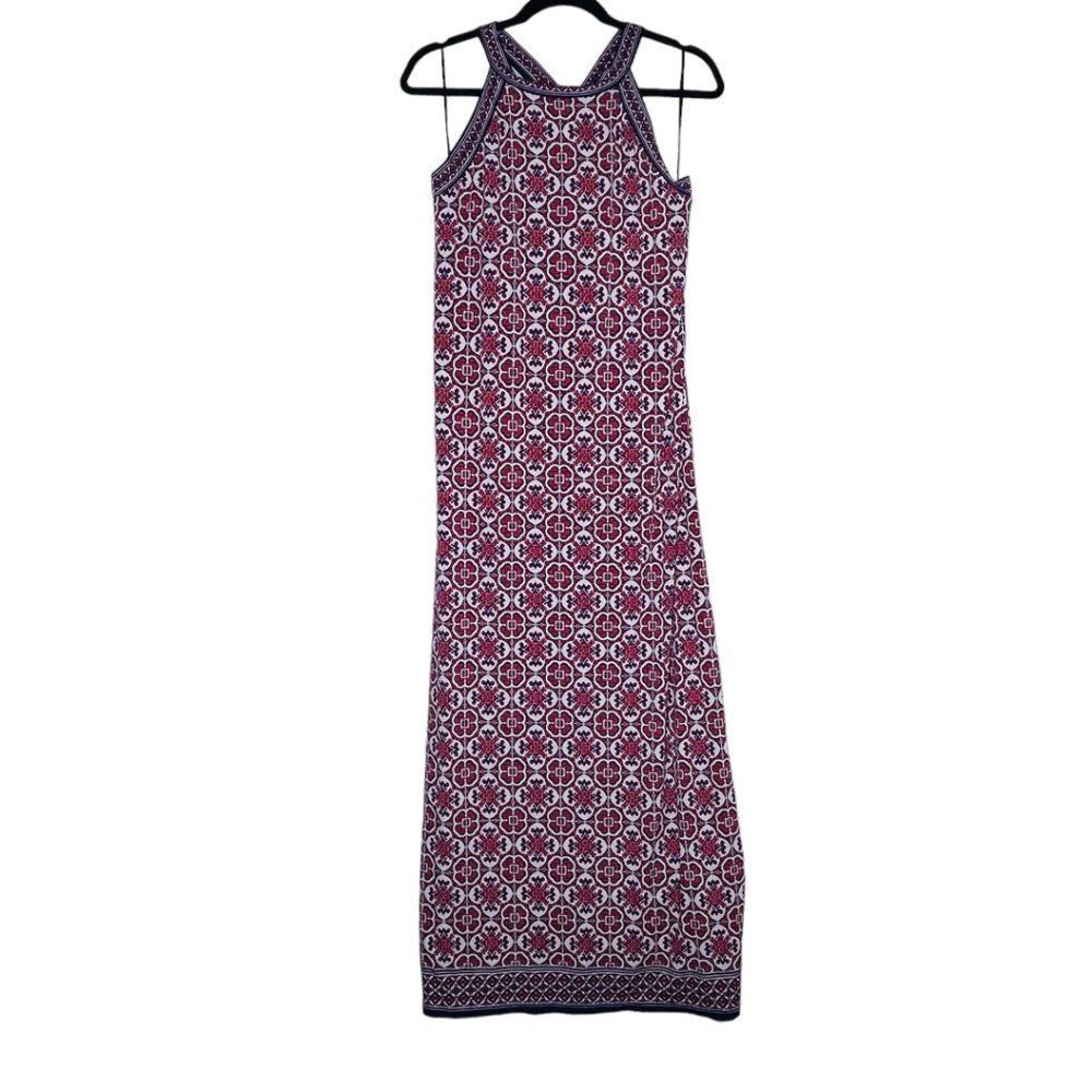 Max Studio Red Blue Medallion Halter Maxi Sleeveless Dress Size Small New